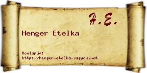 Henger Etelka névjegykártya
